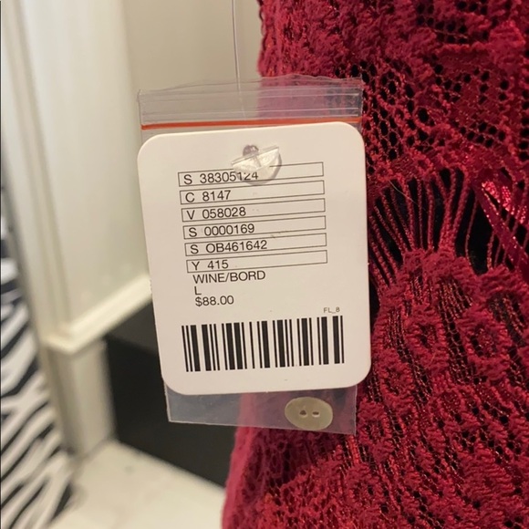 Free People She’s Got It Lace Wine Slip Dress, Lg - Picture 7 of 8